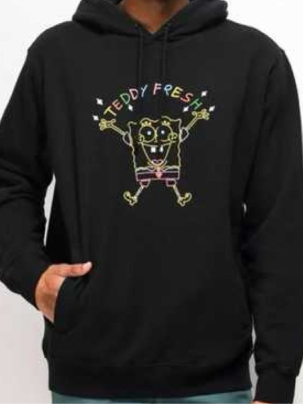 Teddy Fresh X Spongebob Embroidered Hoodie Black Men, size Small